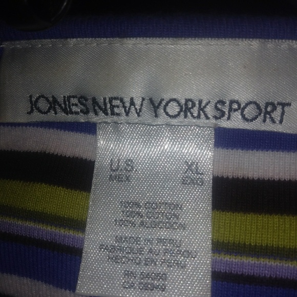 Jones NY Sport XL Y2K Purple Olive Stripe Top Plus - Picture 2 of 4